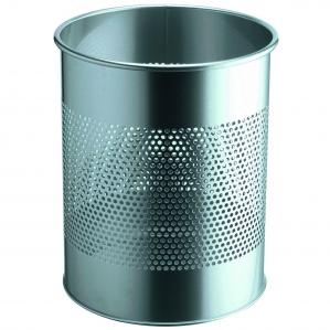 Cheap Stationery Supply of Durable Bin Round Metal 165mm Perforated 15 Litres Metallic Silver 3310/23 Office Statationery