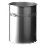 Durable Bin Round Metal 30mm Perforated 15 Litres Metallic Silver Ref 3300/23