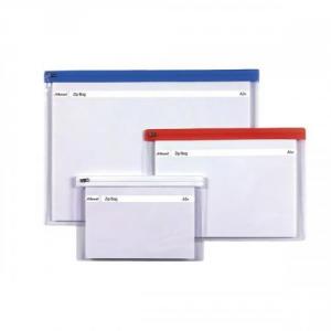 Cheap Stationery Supply of Rexel Carry Zip Bag Heavyweight PVC Clear with Coloured Seal A3 Assorted 2100418 Pack of 5 Office Statationery