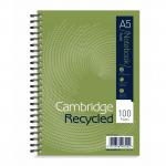 Cambridge EveryDay Notebook Wirebound Recycled 100 Pages 70gsm A5 Ref 400020509 [Pack 5