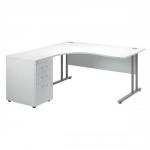 Sonix Style Cantilever Radial Desk Left Hand with 600mm Desk-High Pedestal W1600xD1600xH725mm White