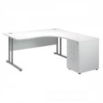 Sonix Style Cantilever Radial Desk Right Hand with 600mm Desk-High Pedestal W1600xD1600xH725mm White