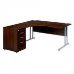 Sonix Style Cantilever Radial Desk Left Hand with 600mm Desk-High Pedestal W1600xD1600xH725mm Dark Walnut