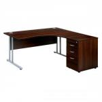 Sonix Style Cantilever Radial Desk Right Hand with 600mm Desk-High Pedestal W1600 Dark Walnut