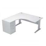 Sonix Premier Radial Desk Left Hand with 600mm Desk-High Pedestal W1600xD1600xH720mm White