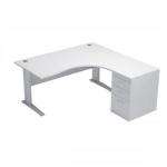 Sonix Premier Radial Desk Right Hand with 600mm Desk-High Pedestal W1600xD1600xH720mm White
