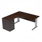 Sonix Premier Radial Desk Left Hand with 600mm Desk-High Pedestal W1600xD1600xH720mm Dark Walnut