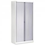 Bisley A4 EuroTambour Including 4 Shelves W1000xD430xH1980mm Silver Shutters White Frame