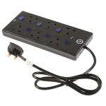 Surge Protected Extension Lead 6-Way Socket 1m Cable Black