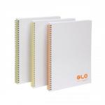 GLO Twin Wire Notebook 140pp 90gsm A4 White Cover [Pack 3]