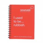 Remarkable Recycled Packaging Notepad Wirebound 80gsm Plain 100pp A6 Red [Pack 5]