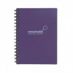 Remarkable Recycled Leather Notepad Wirebound 80gsm Plain 100pp A6 Purple [Pack 5]