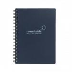Remarkable Recycled Leather Notepad Wirebound 80gsm Plain 100pp A6 Blue [Pack 5]