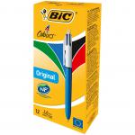 Bic 4-Colour Ball Pen 1.0mm Tip 0.3mm Line Blue Black Red Green Ref 802077/801867 [Pack 12]