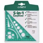 Linex 5-In-1 Easy-Draw Drawing Aid Ruler Set Square Protractor Compass Tinted Green Ref LXG5IN1
