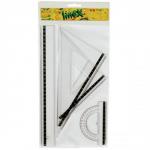 Linex School Set Four Piece Set Squares 45 Degree 60 Degree Protractor 100mm Ruler 300mm Ref LXOMS200