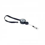 Durable Badge Reel Plus Textile Necklace Retractable for Punched Hole Badges Black Ref 8229/01 [Pack 10]