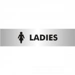 Ladies Sign Brushed Aluminium Acrylic 190x45mm