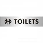 Toilets Sign Brushed Aluminium Acrylic 190x45mm