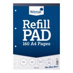 Silvine Refill Pad Headbound Perforated Punched Quadrille Squared 5mm 75gsm A4 Ref A4RPX [Pack 6]