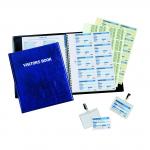 Durable Visitors Book Leather Look 100 Badge Inserts 80gsm W90xH60mm Ref 1463-00