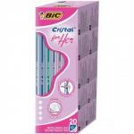 Bic Cristal For Her Ball Pen Slim Assorted Barrels 1.0mm Tip 0.4mm Line Blue Ref 891393 [Pack 20]