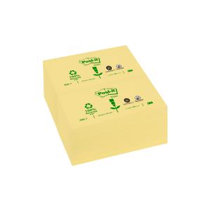Cheap Stationery Supply of Post-it Recycled Notes Pad of 100 76x127mm Canary Yellow 655-1YE Pack of 12 Office Statationery