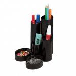 Desk Tidy 5 Tube Holders 2 Shallow Trays Black