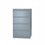 Bisley Side Filing Cabinet 4-Drawer W800xD470xH1301-1325mm Goose Grey Ref SF4N