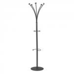 Style Hat and Coat Stand Tubular Steel with Umbrella Holder and 5 Pegs Black