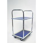 Trolley Steel Frame Non Marking Wheels Capacity 120kg 2 Shelf Chrome