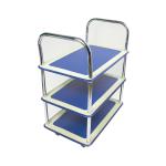 Trolley Steel Frame Non Marking Wheels Capacity 120kg 3 Shelf Chrome