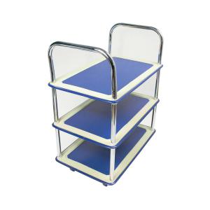 Cheap Stationery Supply of Trolley Steel Frame Non Marking Wheels Capacity 120kg 3 Shelf Chrome Office Statationery