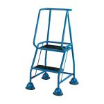 Barton Mobile Steps on Retractable Castors Double Handrails Two Tread W690xD575xH1085mm Ref LWHCS/2