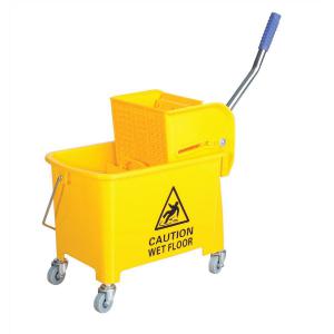 Cheap Stationery Supply of Mop Bucket Mobile Colour Coded with Handle 4 Castors 20 Litre Yellow Office Statationery