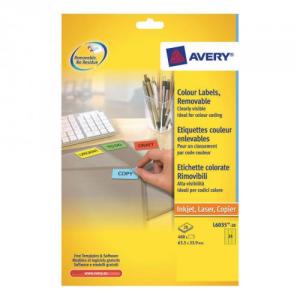 Cheap Stationery Supply of Avery Coloured Labels Laser 24 per Sheet 63.5x33.9mm Yellow L6035-20 480 Labels Office Statationery