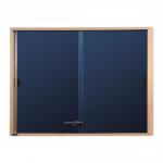 Nobo Display Cabinet Noticeboard Slimline Lockable Sliding Door Oak W1000xH825mm Blue Ref 32632503