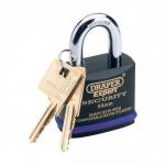 Draper Padlock Heavy Duty Steel Body Molybdenum Steel Shackle 6-Pin Brass Cylinder 2 Keys 46mm Ref 64192