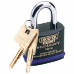 Draper Padlock Heavy Duty Steel Body Molybdenum Steel Shackle 6-Pin Brass Cylinder 2 Keys 54mm Ref 64193
