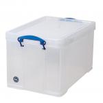 Really Useful Storage Box Plastic Lightweight Robust Stackable 84 Litre W444xD710xH380mm Clear Ref 84C
