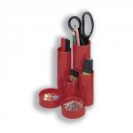 5 Star Desk Tidy with 6 Compartment Tubes Red