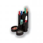 5 Star Desk Tidy with 6 Compartment Tubes Black