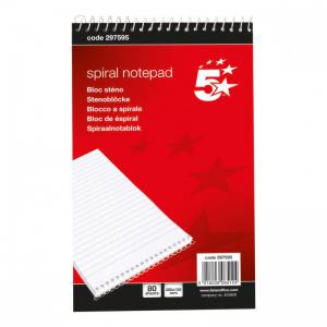 Cheap Stationery Supply of 5 Star Spiral Notepad Headbound Ruled 160 Pages 125x200mm Pack of 10 Office Statationery