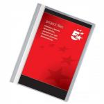 5 Star Project Flat File Lightweight Polypropylene with Indexing Strip A4 Grey [Pack 5]