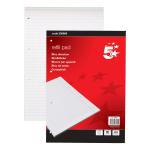5 Star Refill Pad Feint Headbound Ruled with Margin 60gsm 4-Hole Punched 80 Sheets A4 [Pack 10]