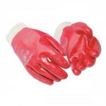 Portwest PVC Knitted Wrist Gloves Cotton & PVC Medium Red Ref A400MED 12 Pairs