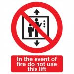 Warning Sign In Event of Fire W100xH250mm Self-adhesive Vinyl