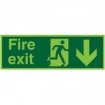 Niteglo Fire Exit Sign Man and Arrow Down Right 450x150mm Polypropylene Ref FX04211M