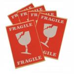 Labels International Handling W74xH105mm Red/White Printed Fragile [Pack 5]
