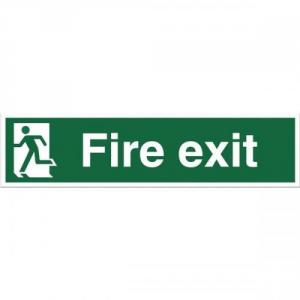 Cheap Stationery Supply of Stewart Superior Fire Exit Sign Man to Left 600x150mm Self-adhesive Vinyl NS003 Office Statationery